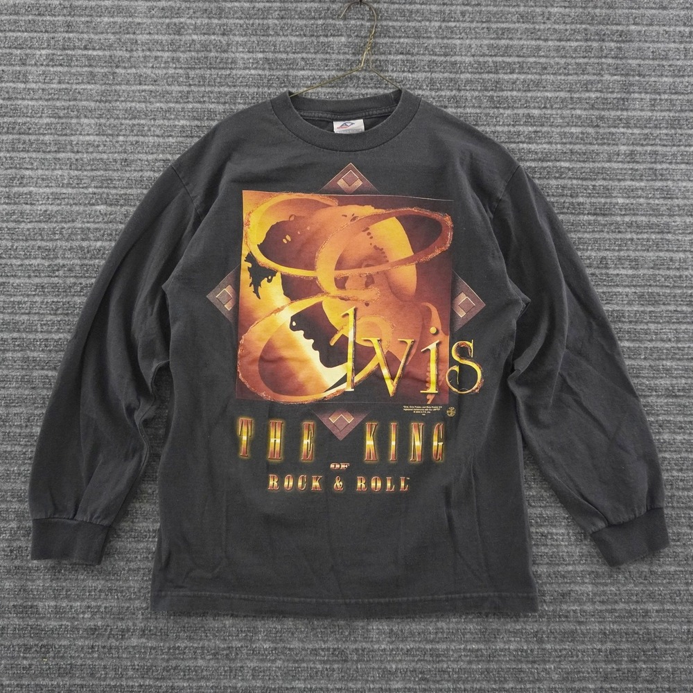 Vintage 00s Alstyle Elvis Presley Long Sleeve T-Shirt Mens M Black Graphic Tee